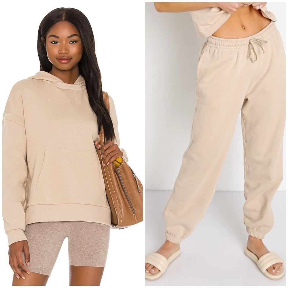 NWT Richer Poorer Sweatshirt Jogger Set Tan XS Oversized